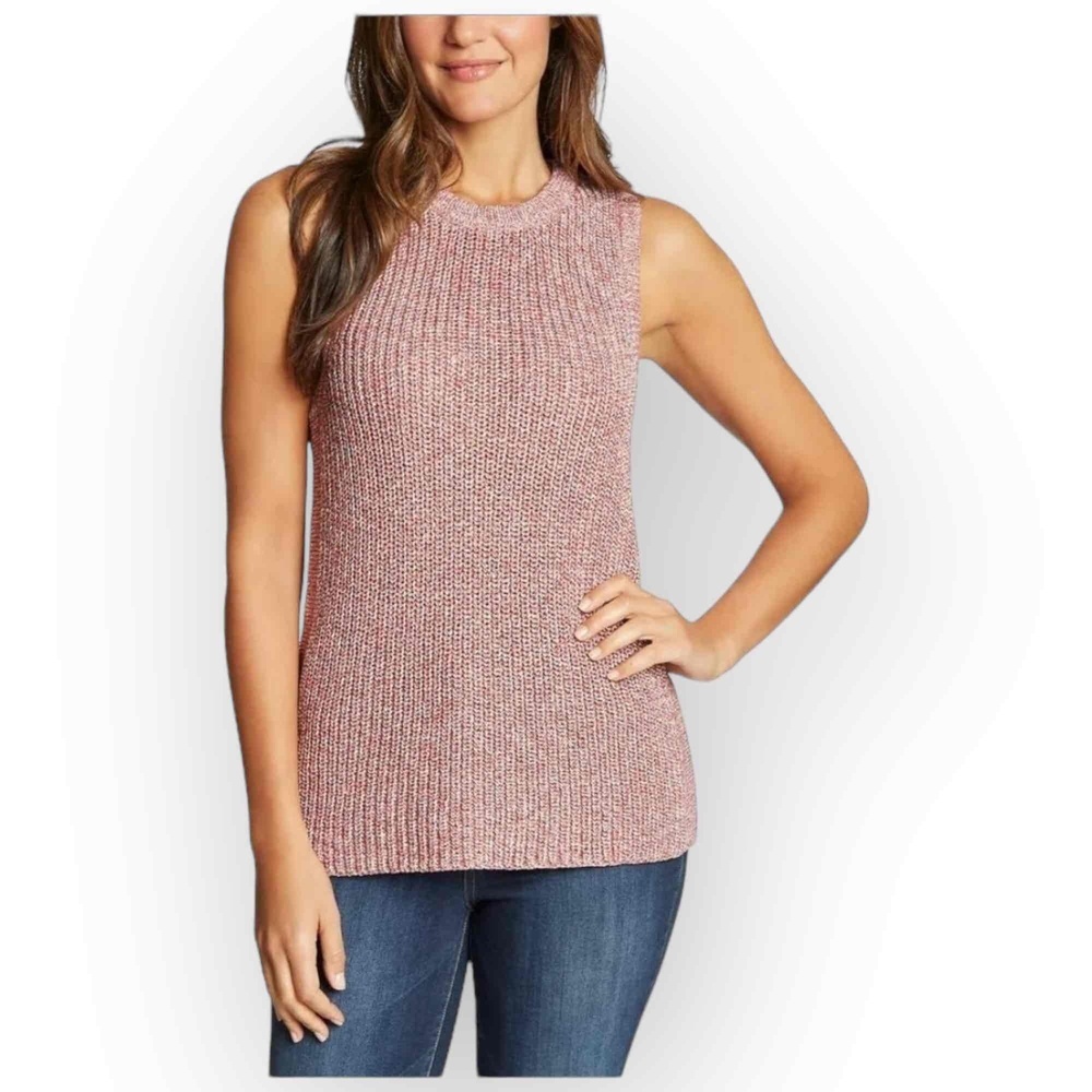 NWT Ella Moss Women’s Sleeveless Ribbed Tank Sweater – Coral Flames Red – XXL